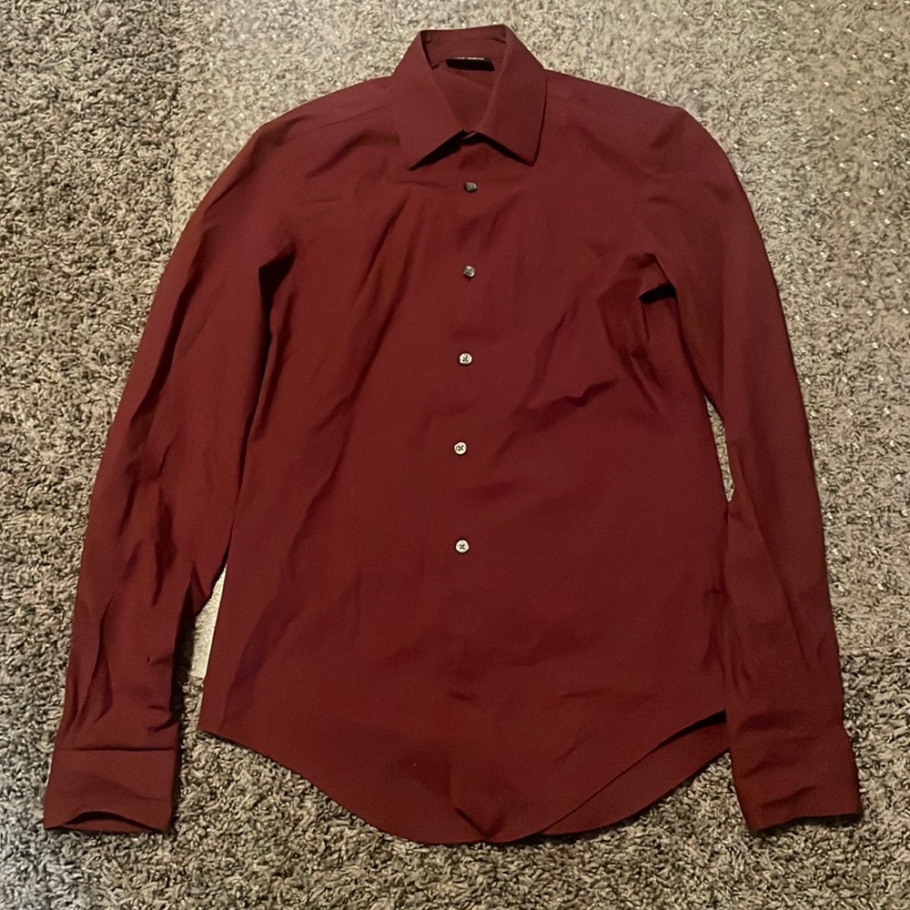 Maroon Van Huesen Dress Shirt Long Sleeve